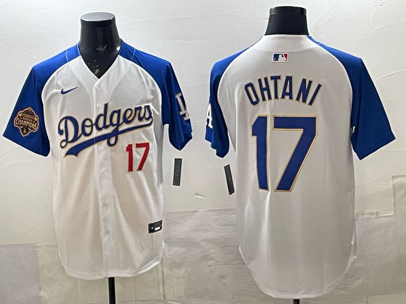 Men Los Angeles Dodgers #17 Ohtani White Gold 2026 Nike Game MLB Jersey 004
